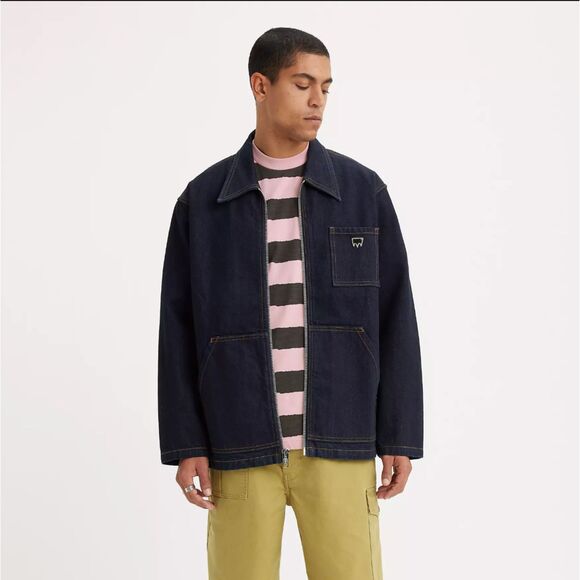 Levi's Skateboard Garage Jacket Men M Dark Wash Denim Workwear Chore Utility NWT - Picture 3 of 7